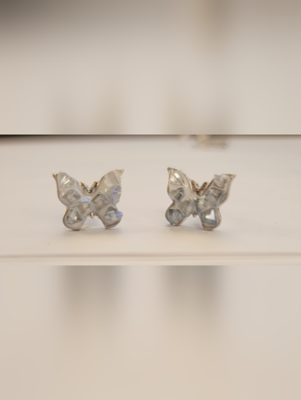 Crystal Butterfly Stud Earrings - Clear/Silver
